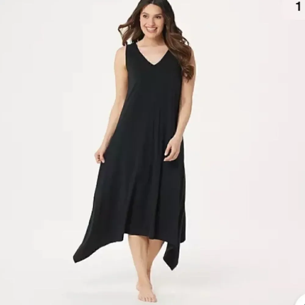 Anybody Black Cozy Knit Shark-bite Hem Dress